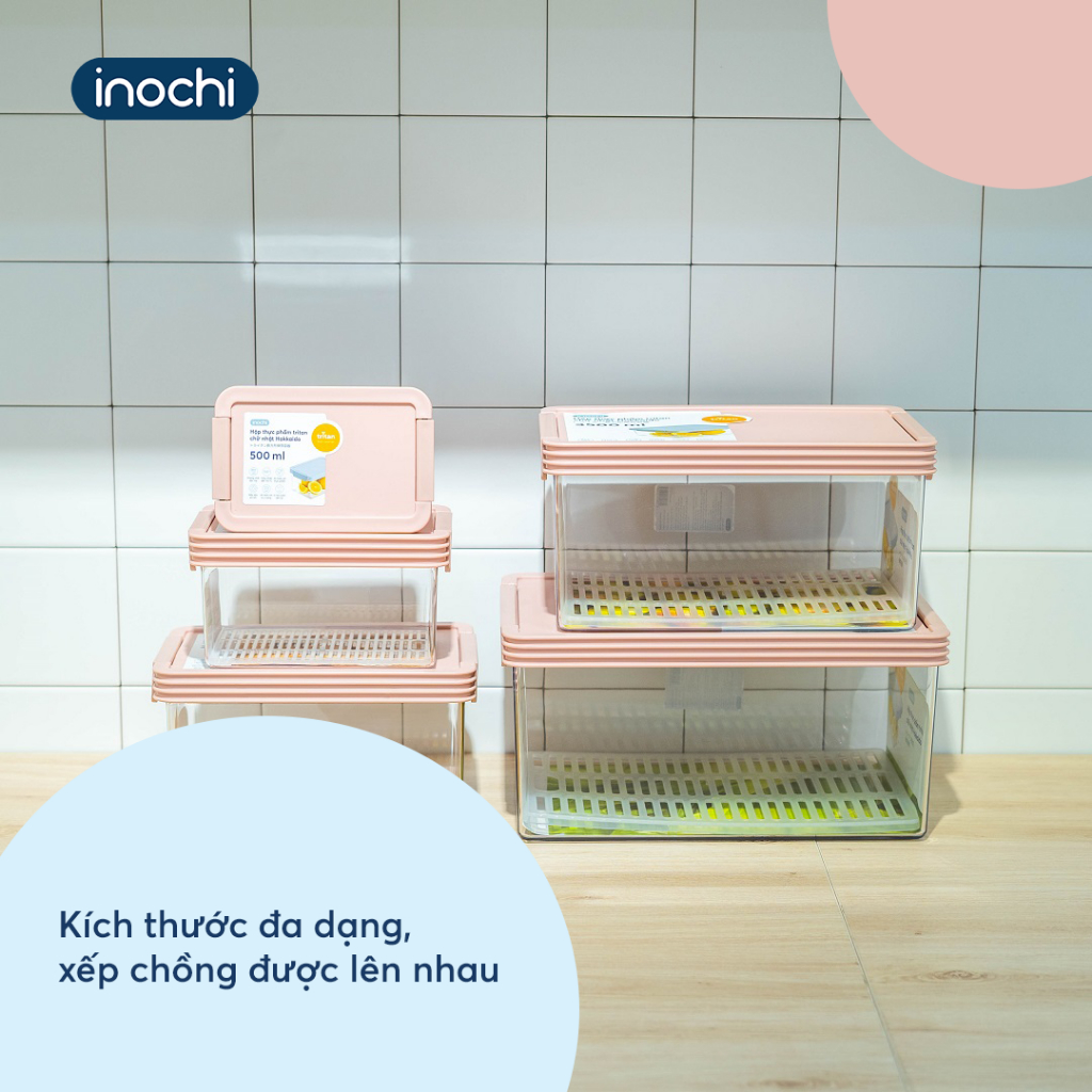 Hộp thực phẩm Tritan chữ nhật cao cấp, bảo quản rau quả tươi lâu, an toàn - CHÍNH HÃNG INOCHI