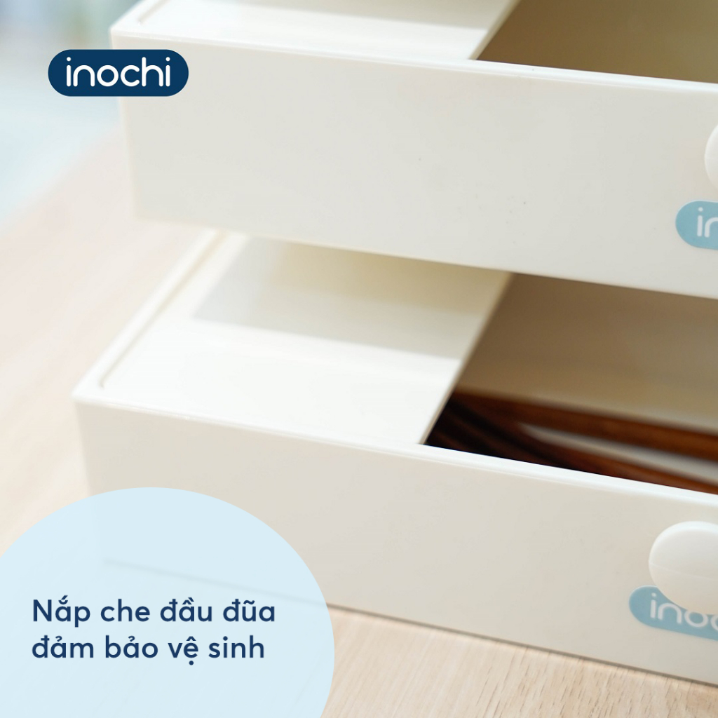 Hộp đựng đũa dạng nằm chống ẩm mốc màu trắng Yoko - INOCHI