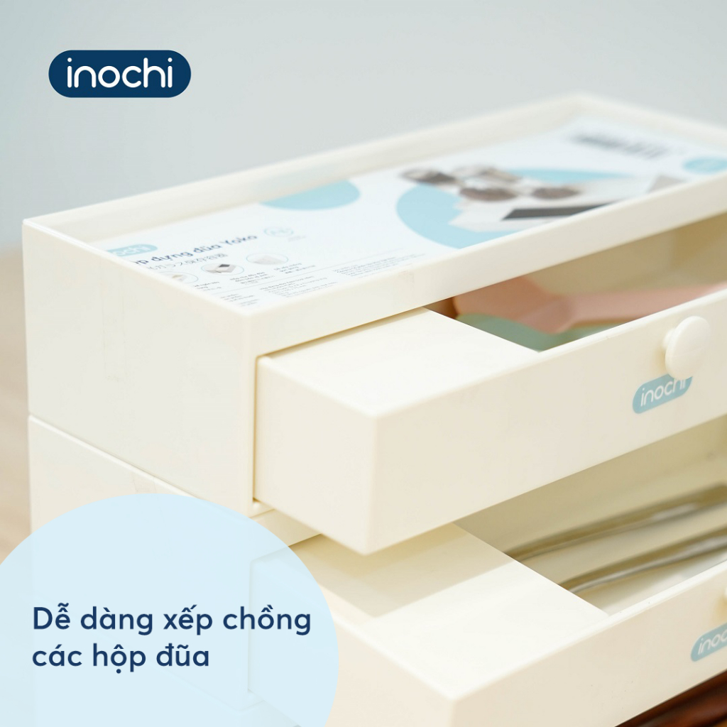 Hộp đựng đũa dạng nằm chống ẩm mốc màu trắng Yoko - INOCHI