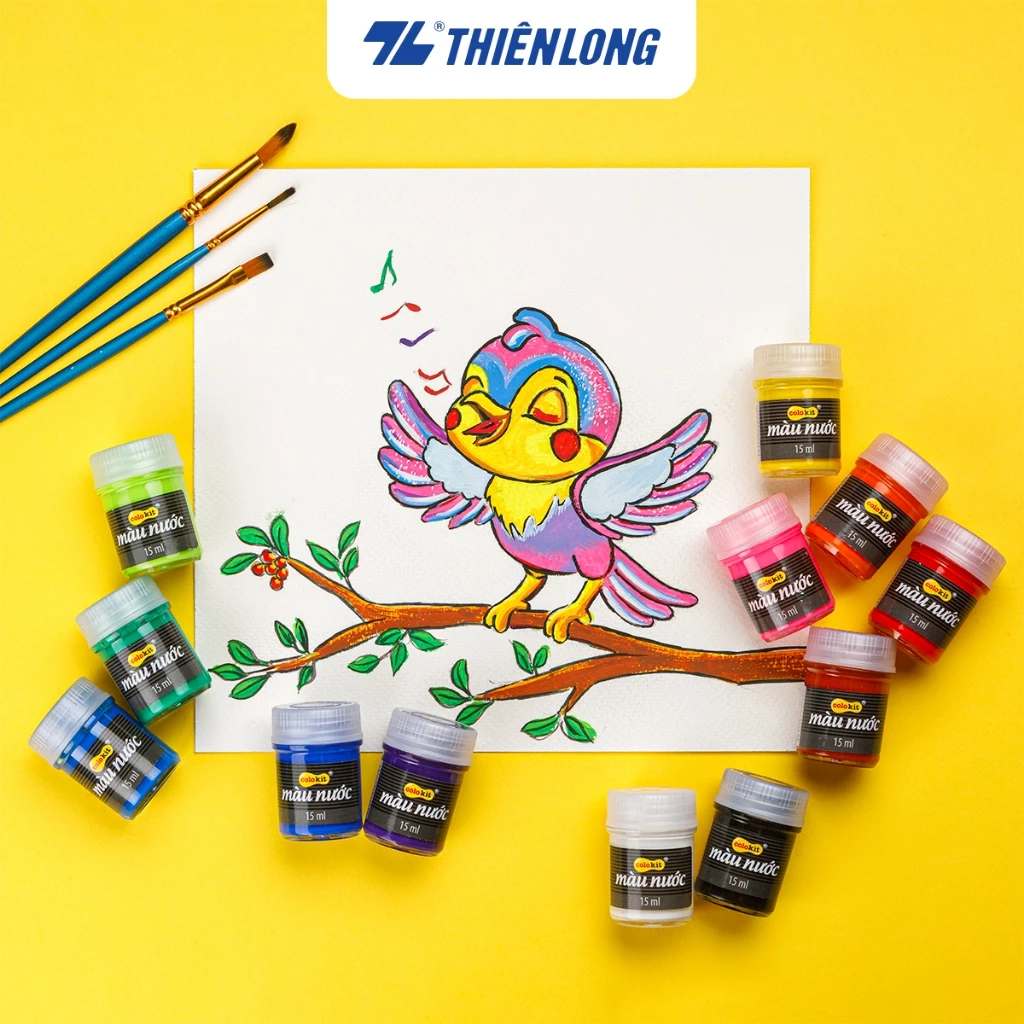 Set màu nước 6/8/12 dạng hủ/ dạng nén Thiên Long Colokit chuyên dụng tô màu, vẽ tranh, kèm cọ + hủ l