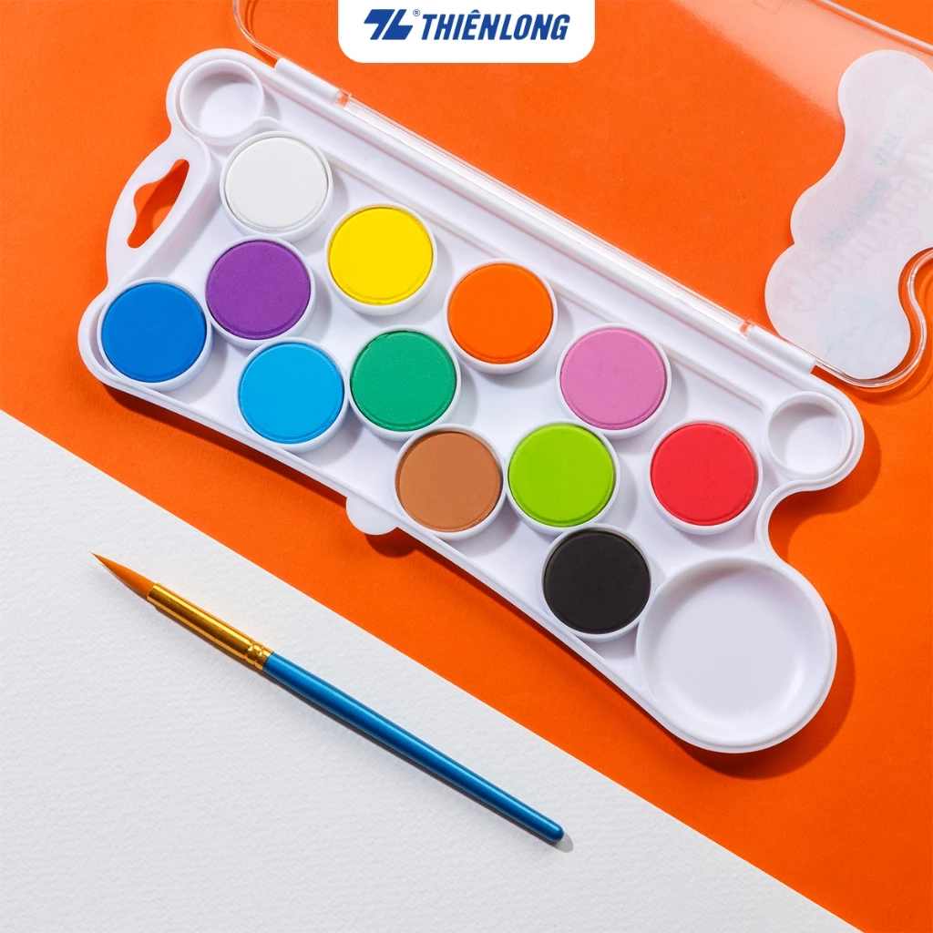 Set màu nước 6/8/12 dạng hủ/ dạng nén Thiên Long Colokit chuyên dụng tô màu, vẽ tranh, kèm cọ + hủ l