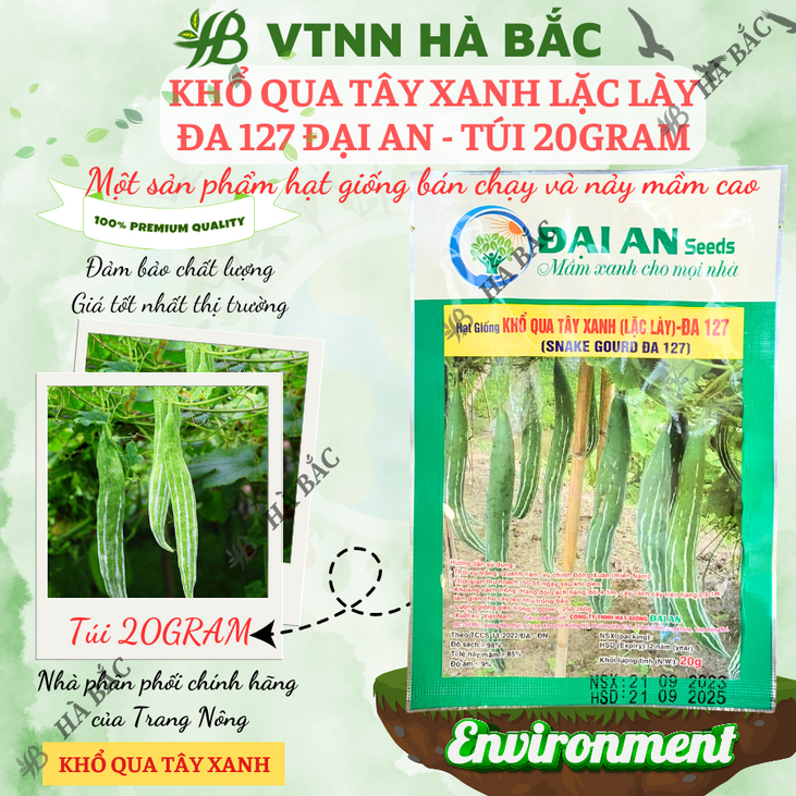 Khổ Qua Tây Xanh Lặc Lày ĐA 127 Đại An - Túi 20gram, Hạt Giống Nảy Mầm Tốt, Năng Suất Cao, Trông Quanh Năm