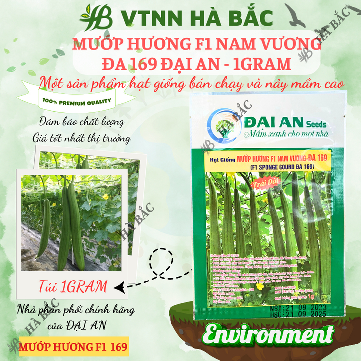 Mướp Hương F1 Nam Vương Đa 169 Đại An - 1gram, Hạt Giống Nảy Mầm Tốt, Năng Suất Cao, Trông Quanh Năm