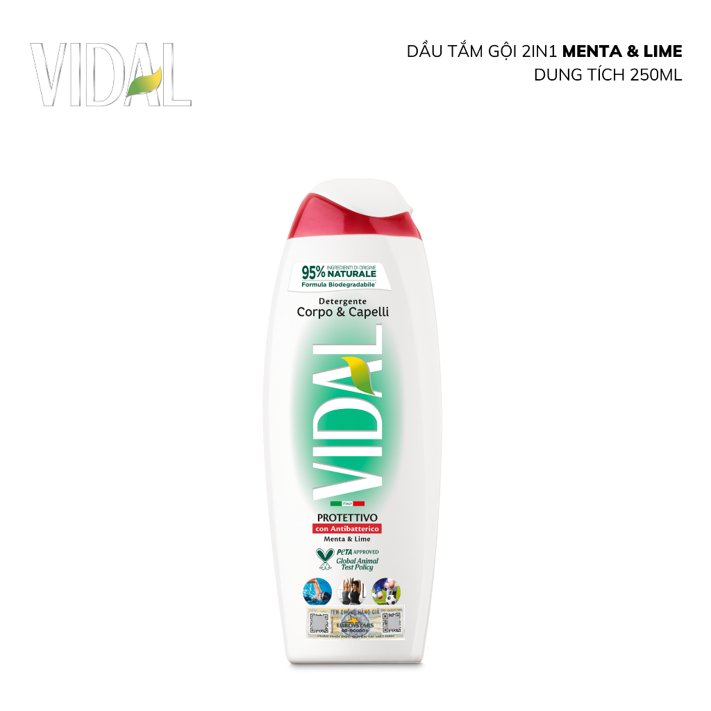 Ảnh Sữa tắm gội 2 trong 1 Vidal 250ml thành phần tự nhiên dành cho cả gia đình 1