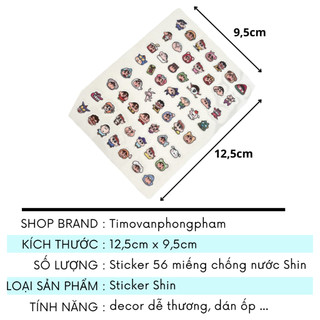 Sticker Shin Cậu Bé Bút Chì Cute Nhỏ Mini Hình Dán Chống Nước Timo ST103