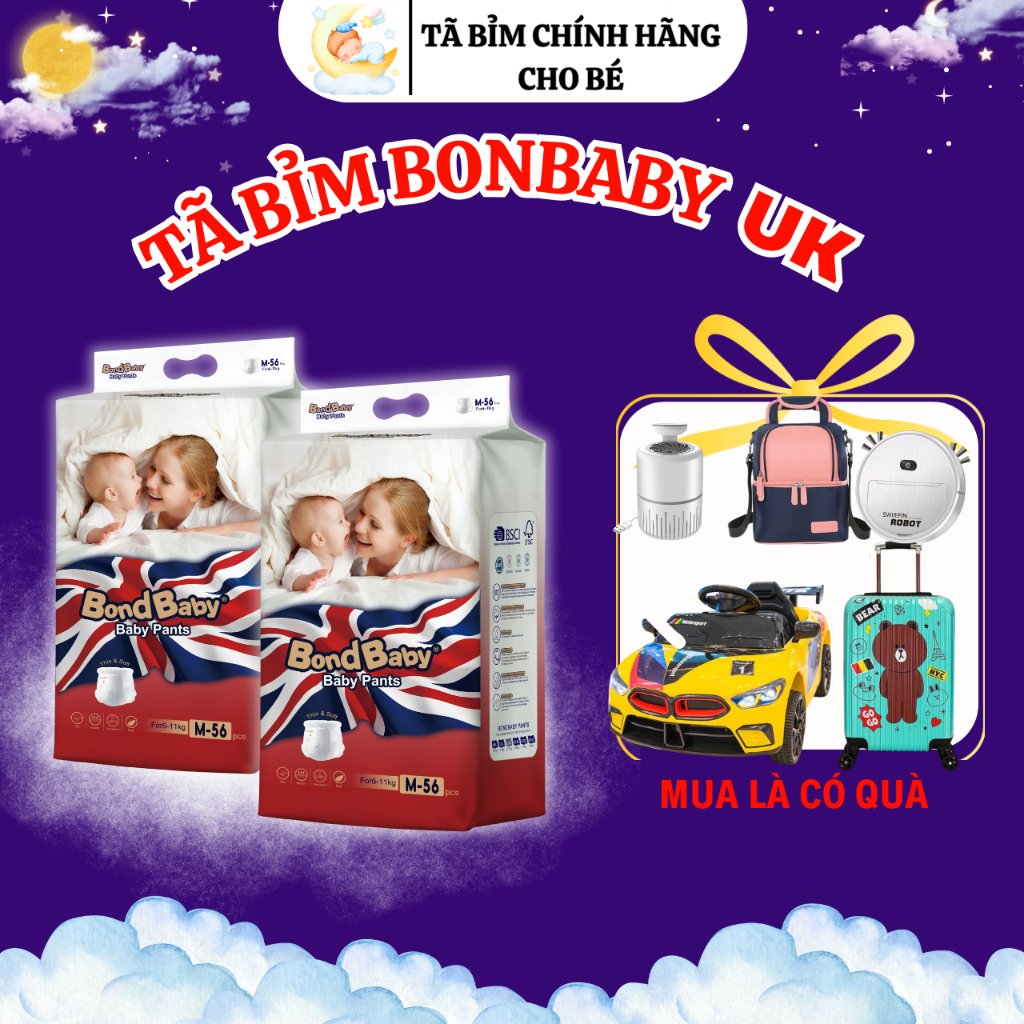 [MUA LÀ CÓ QUÀ] Tã Dán,Bỉm Quần Đêm BONBABY UK Công nghệ lõi thấm hút SMART FIT THẤM HÚT nhanh chống trào hiệu quả