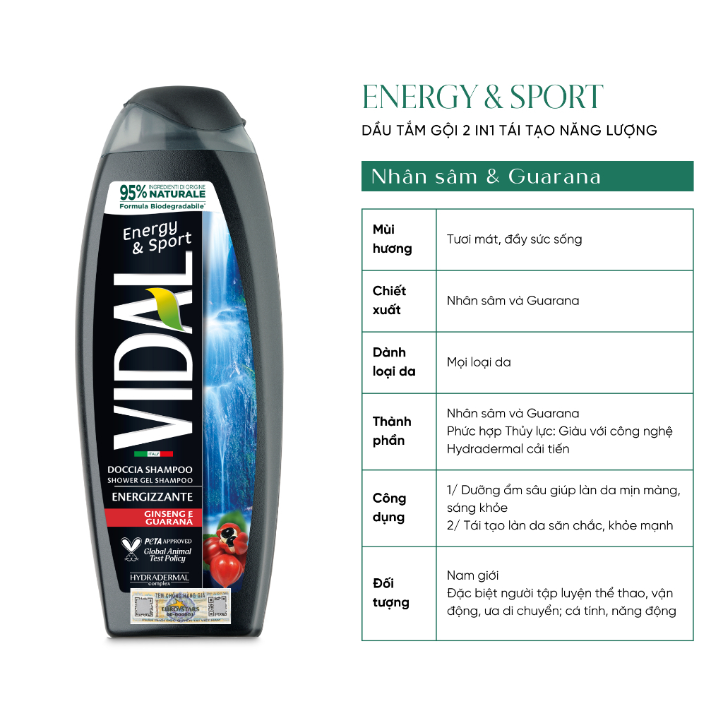 Sữa tắm gội 2 trong 1 Vidal 250ml thành phần tự nhiên dành cho cả gia đình  | Shopee Việt Nam