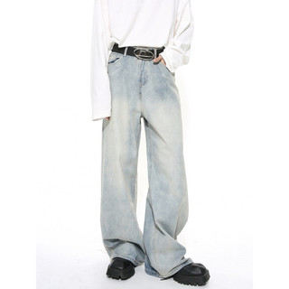 Quần Jeans Nam Nữ Ống Siêu Rộng, Màu Xanh Bạc