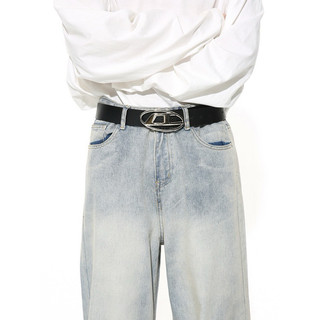 Quần Jeans Nam Nữ Ống Siêu Rộng, Màu Xanh Bạc