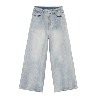 Quần Jeans Nam Nữ Ống Siêu Rộng, Màu Xanh Bạc