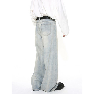Quần Jeans Nam Nữ Ống Siêu Rộng, Màu Xanh Bạc