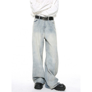 Quần Jeans Nam Nữ Ống Siêu Rộng, Màu Xanh Bạc