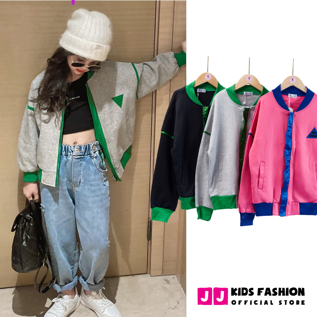 Khoác Bomber Unisex, Áo Bomber bé trai, bé gái thêu chữ thời trang size đại 30 - 60kg - JJ Kids
