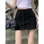Chân Váy Nữ Sáng Chảnh Dây Rút Kèm Quần Bảo Hộ 2 Màu Đen Xám Basic