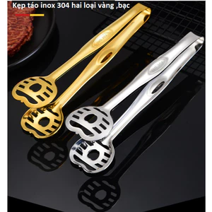 INOX 304 Kẹp Táo Gắp Thức Ăn, Đồ Nướng BBQ Bánh Mì, Bít Tết, Thép Không Gỉ , Mẫu Mới Bền Đẹp