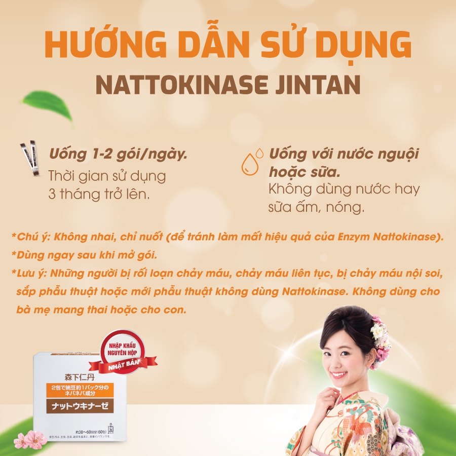 Hỗ trợ mỡ máu NATTOKINASE Jintan Nhật Bản - Lẻ 1 gói (không hộp)