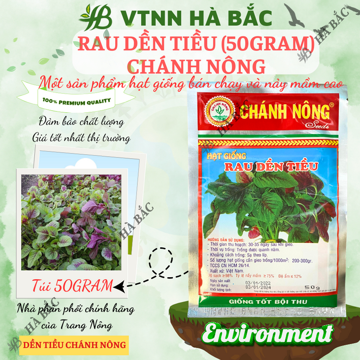 Rau Dền Tiều Tía (50gram) Chánh Nông, Hạt Giống Nảy Mầm Tốt, Năng Suất Cao, Trông Quanh Năm