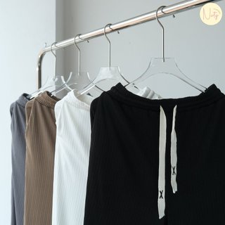 Quần Nữ Ống Rộng Cạp Cao Dáng Dài Lưng Thun Gân Tăm Phối Dây Trendy