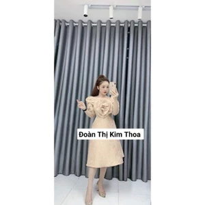 Váy Gấm Hoa Ngực Kim Thoa Design Kèm Feedback Khách