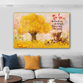 Bộ Tranh Treo Tường, Treo Tết 2024 Tài Lộc, Cây Kim Tiền in Uv 5D Tráng Gương Cao Cấp TL