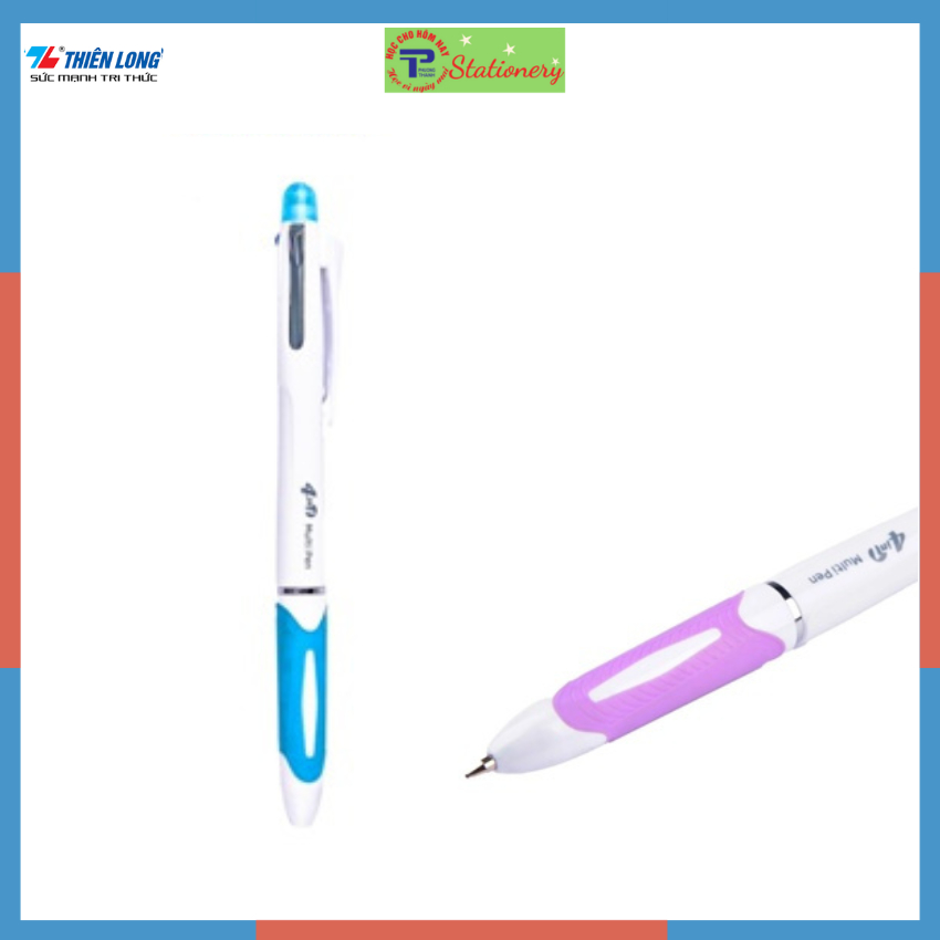 Bút Đa Năng Bizner 4 In 1 - 2 bút bi mực xanh, en, 1 bút chì bấm, 1 gôm tẩy mini (và 1 cây) thân nhiều màu BIZ-11