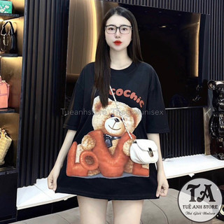 Áo Thun Cotton Nam Nữ Unisex Phom Rộng GẤU ECOCHIC LOVE Áo phông 3D Hàn Quốc phong cách độc lạ trẻ trung TUEANHSTORE