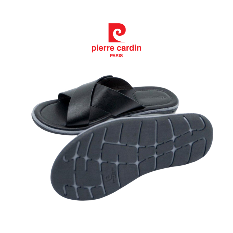 Ảnh Dép nam Pierre Cardin Pháp da bò thật cao cấp, kiểu dáng quai chéo có khóa, đế cao su - 158 chính hãng 3