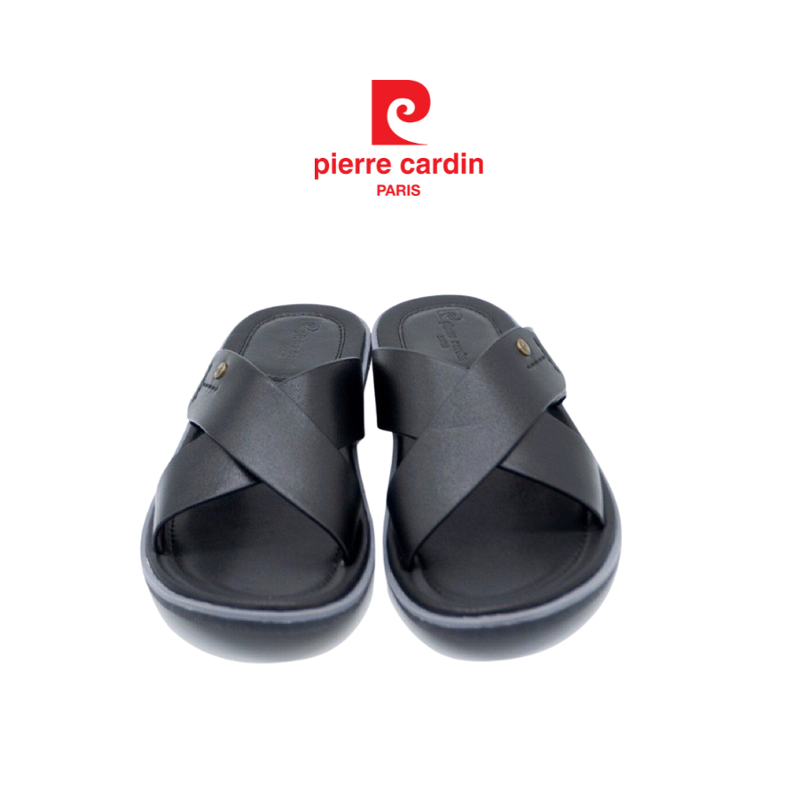 Ảnh Dép nam Pierre Cardin Pháp da bò thật cao cấp, kiểu dáng quai chéo có khóa, đế cao su - 158 chính hãng 1