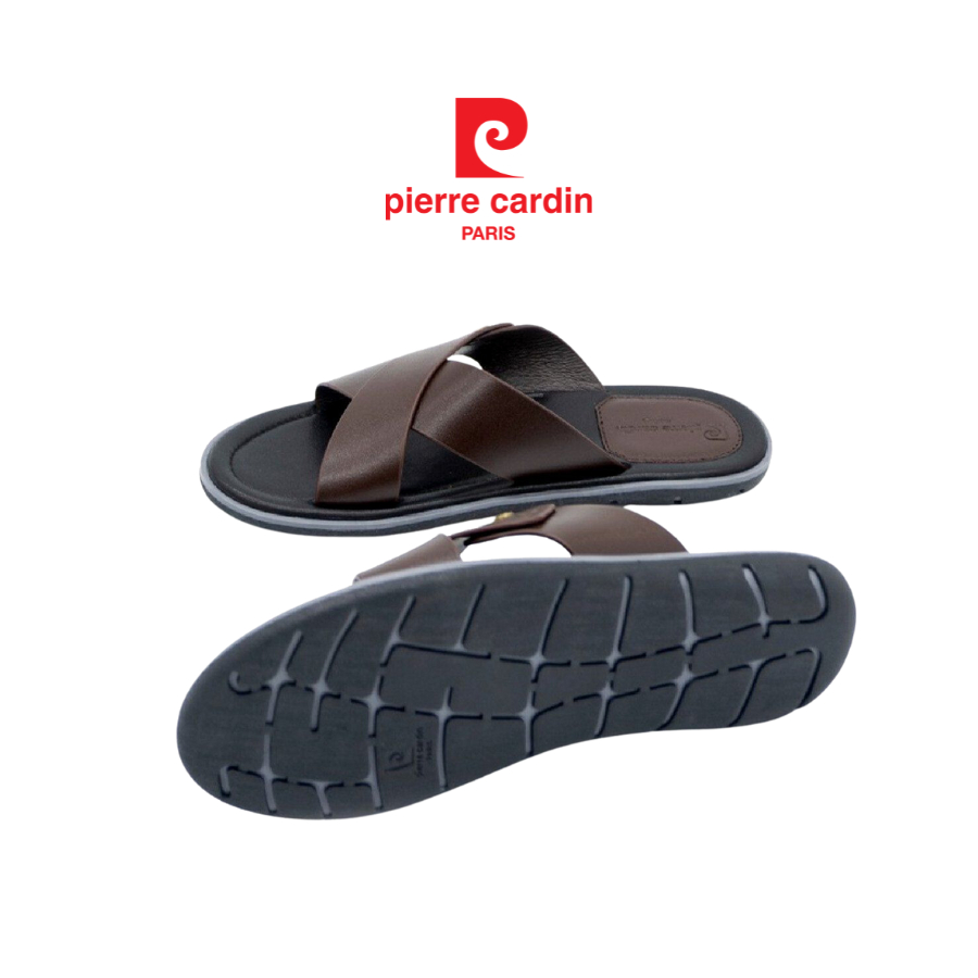 Ảnh Dép nam Pierre Cardin Pháp da bò thật cao cấp, kiểu dáng quai chéo có khóa, đế cao su - 158 chính hãng 4