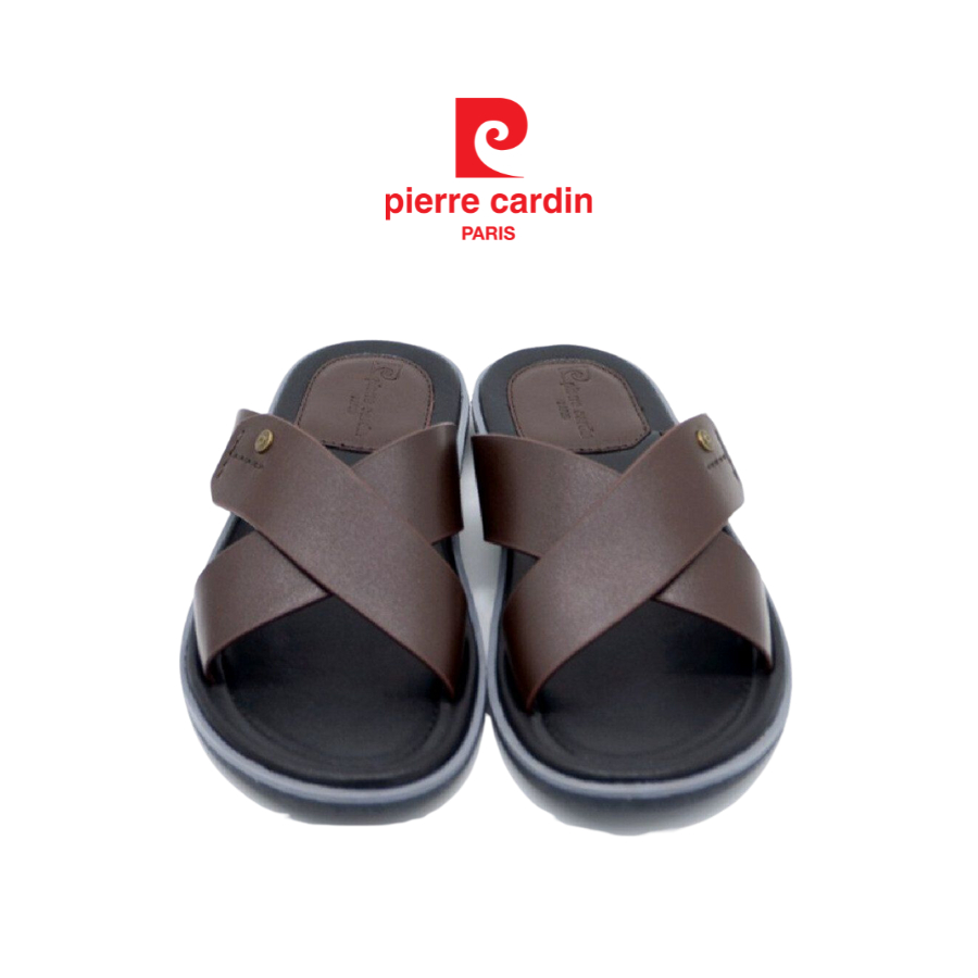 Ảnh Dép nam Pierre Cardin Pháp da bò thật cao cấp, kiểu dáng quai chéo có khóa, đế cao su - 158 chính hãng 2