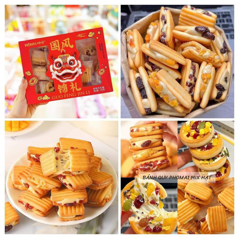 Bánh quy kẹp mix trái cây hộp 210gam