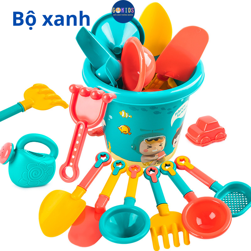 Đồ chơi xúc cát, bộ đồ chơi đi biển cho bé nhiều chi tiết kèm xô, khuôn chơi xúc cát đầy đủ dụng cụ cao cấp KID0047