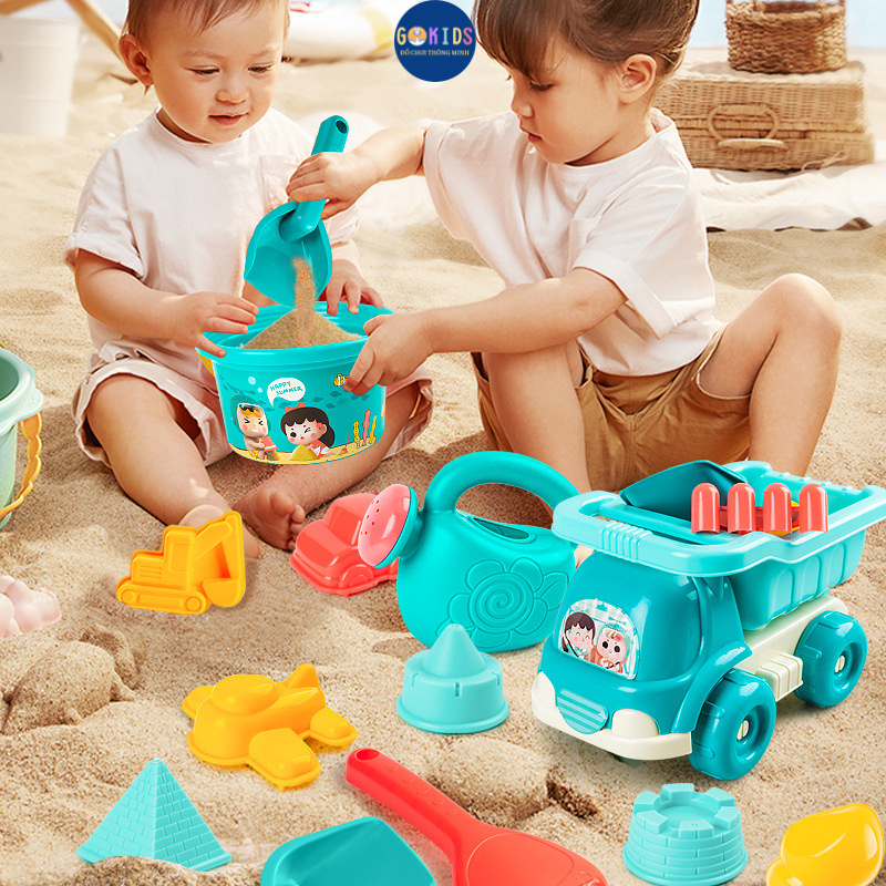 Đồ chơi xúc cát, bộ đồ chơi đi biển cho bé nhiều chi tiết kèm xô, khuôn chơi xúc cát đầy đủ dụng cụ cao cấp KID0047