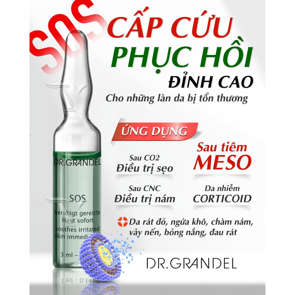 Tinh Chất Cấp Cứu Làn Da Dr. Grandel  , Giảm Kích Ứng Tức Thì , SOS Ampoule  9ml