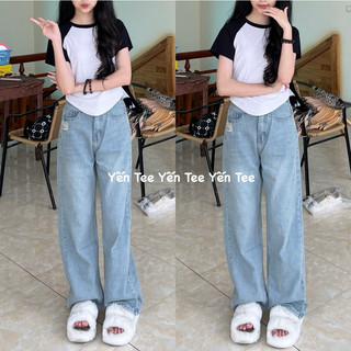 Quần jeans ống xuông màu bụi nhạt ,thiết kế xước túi nhẹ #0678