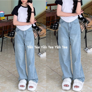Quần jeans ống xuông màu bụi nhạt ,thiết kế xước túi nhẹ #0678