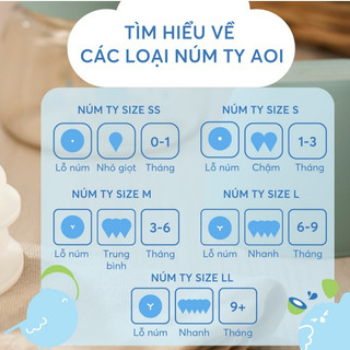 Núm ty Aoi – Vỉ đơn/vỉ đôi, mềm mại, chống đầy hơi, mềm mại, an toàn cho bé yêu