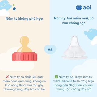 Núm ty Aoi – Vỉ đơn/vỉ đôi, mềm mại, chống đầy hơi, mềm mại, an toàn cho bé yêu