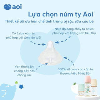 Núm ty Aoi – Vỉ đơn/vỉ đôi, mềm mại, chống đầy hơi, mềm mại, an toàn cho bé yêu