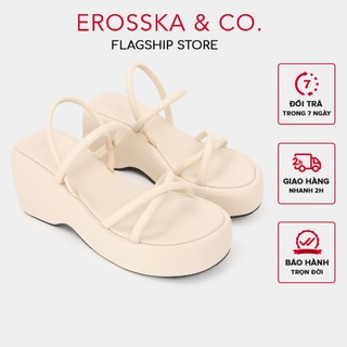 [Erosska] - Sandal nữ cao gót phối dây quai ngang dây mảnh màu nude cao 9cm - SB036