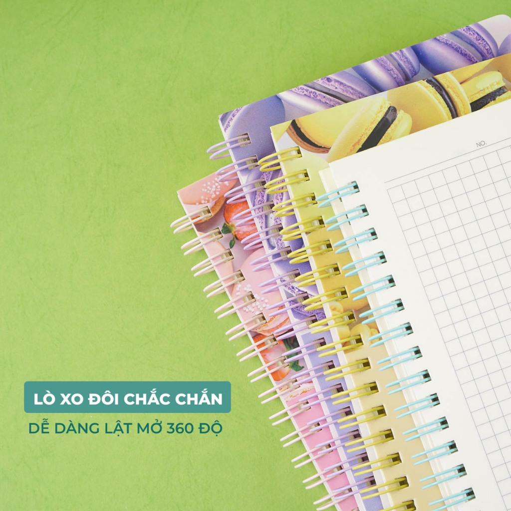 Sổ Tay Ghi Chép 180/200 Trang Classmate Sổ Lò Xo Kẻ Caro 100gsm Size B5/A5/A6/A7 Bìa Macarons Viết Calligraphy Trang Trí