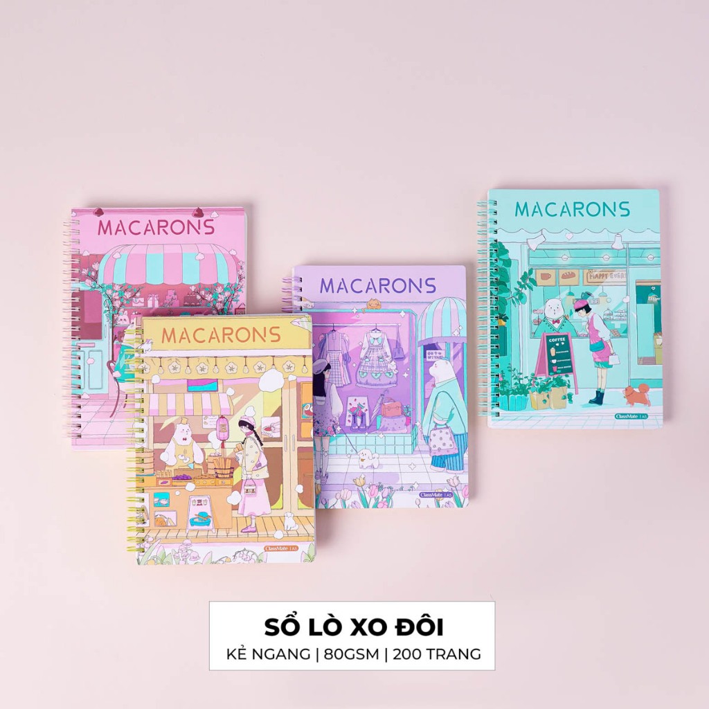 Sổ Lò Xo Kẻ Ngang 200 Trang Classmate Sổ Tay Ghi Chép 80gsm Sổ A5/B5 Macarons Girl Làm Bullet Journal Viết Nhật Ký, Plan