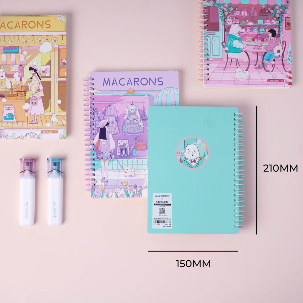 Sổ Lò Xo Kẻ Ngang 200 Trang Classmate Sổ Tay Ghi Chép 80gsm Sổ A5/B5 Macarons Girl Làm Bullet Journal Viết Nhật Ký, Plan