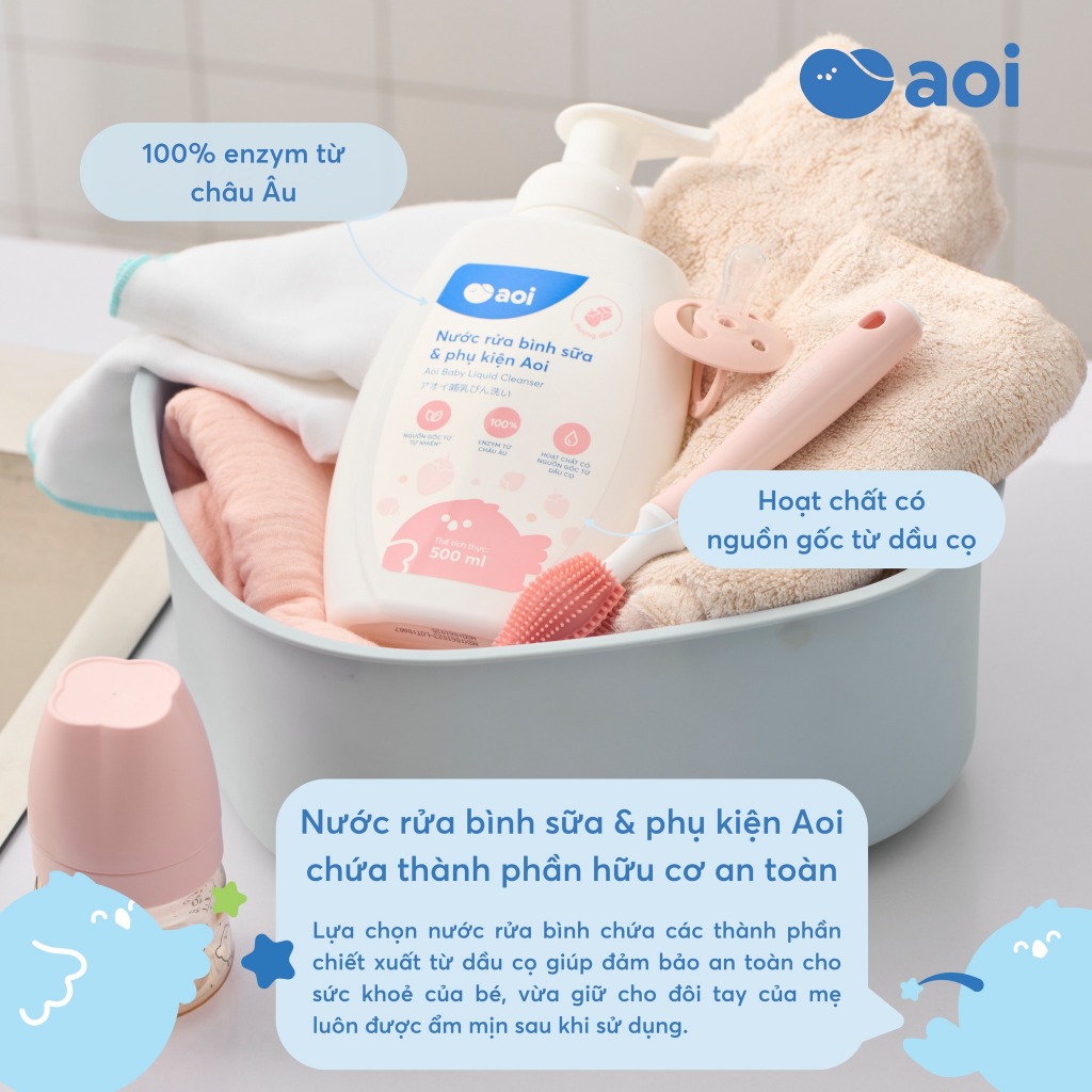 Nước rửa bình sữa Aoi 300–500ml – An toàn từ dầu cọ tự nhiên