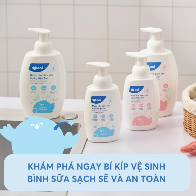Nước rửa bình sữa Aoi 300–500ml – An toàn từ dầu cọ tự nhiên
