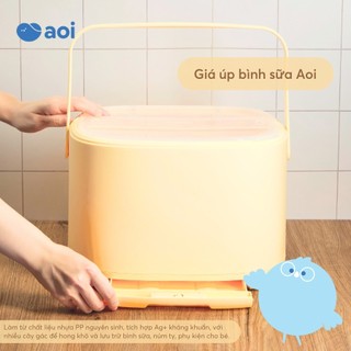 Giá úp bình sữa Aoi – Nhựa PP an toàn, nắp đậy trong suốt