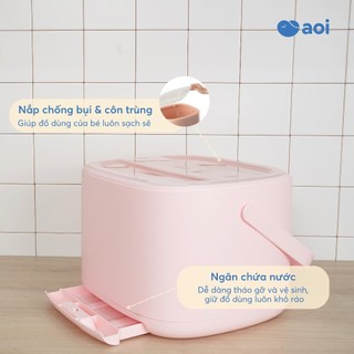 Giá úp bình sữa Aoi – Nhựa PP an toàn, nắp đậy trong suốt