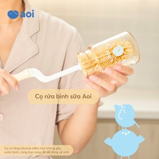 Bộ vệ sinh bình sữa Aoi – 2in1, cọ bình & cọ núm ty, chất liệu silicon mềm mại
