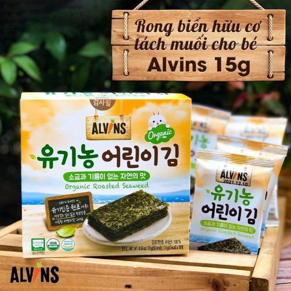 [Hộp 10 Gói] Rong biển tách muối/ ăn liền hữu cơ cho bé Hàn Quốc Alvins tibongstore