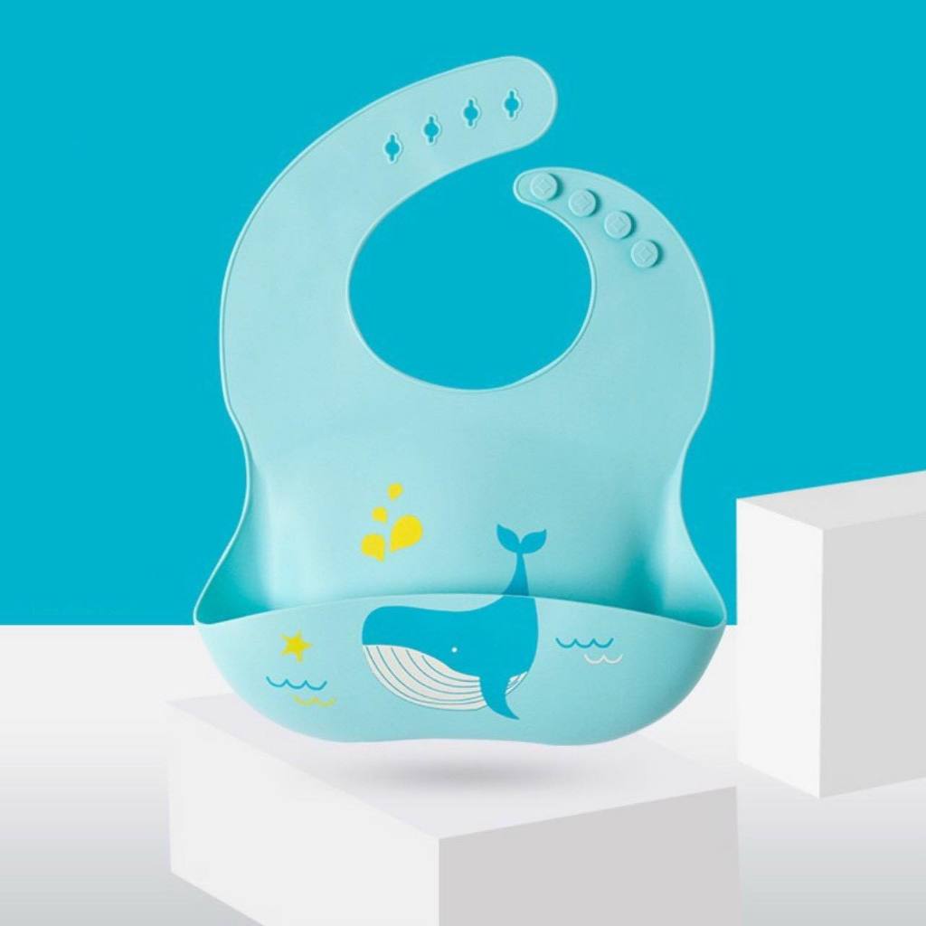 Yếm Ăn Dặm Silicone Có Máng Yếm silicon ăn dặm cho bé